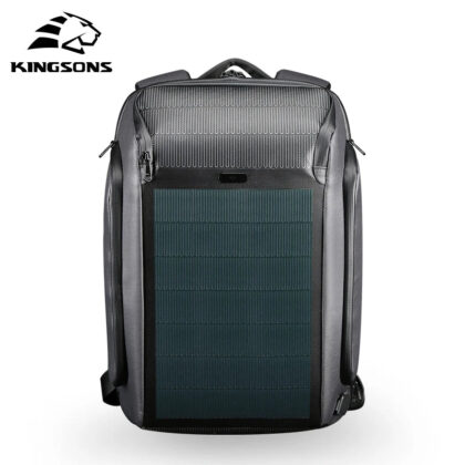 Kingsons Men Beam Backpack Solar Panel +USB Charging Anti-theft/Waterproof/ 15.6 inch Laptop Backpack Male