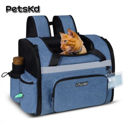 Petskd Pet Backpack Carrier Southwest Airline Approved Cat Travel Backpack for Small Dog Carrier Bag with Safety Lock Zipper